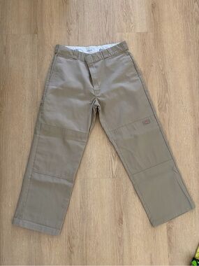 Dickies Men's Khaki Loose Fit Double Knee Pants